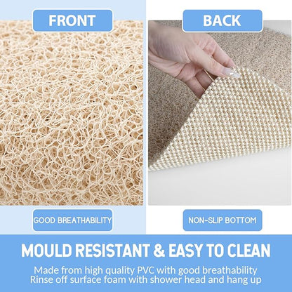 Hargiis Non-Slip Bathtub Mat, Anti Slip Shower Mat, Fast Drying Bathtub Mats, Foot Scrubber Mat, Anti Slip Mat for Tub, Floor, Bathroom, Kitchen, Home, Hotel (Beige 47"×16")