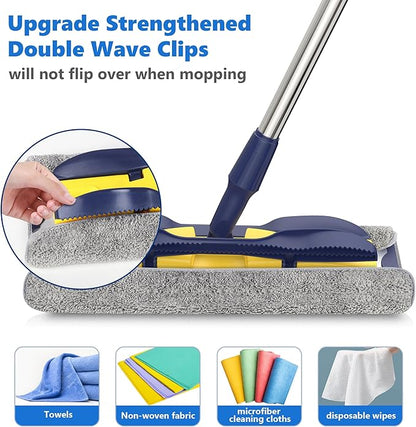 Microfiber Mops for Hardwood Floor Cleaning: MEXERRIS Flat Floor Mop with 4 Washable Pads 59" Adjustable Handle - Dust Dry Mops for Kitchen Bathroom Tile Laminate Wood Vinyl - Home Commercial Mop