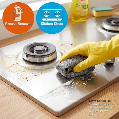 PAMI #0 Steel Wool Medium Fine Grade Scrubbers, Pack of 8, Reusable Non-Scratch Cleaning Pads for Kitchen and Bathroom