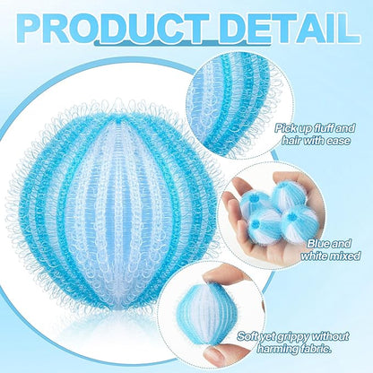 24 Pcs Pet Hair Remover for Laundry Catcher Balls Reusable Lint for Washing Machine Effective Cat Dog Laundry Pet Hair Catcher for Clothes Sheets Towels Blankets (White,Blue)