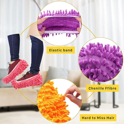20PCS Mop Socks for Floor Cleaning, Washable Reusable Mop Shoes, Microfiber Shoes Cover Cleaning Slippers, Multi Function Soft Dusting Slippers for Women Men House Office Bathroom Kitchen