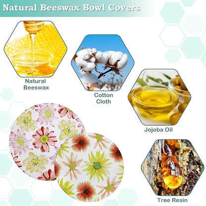 2 Large Reusable Beeswax Bowl Covers for Bread Proofing, 10/12 Inch Elastic Beeswax Wraps Cotton Cloth Sourdough Bowl Covers for Proofing Baskets, Mixer Bowls, Food Storage Containers