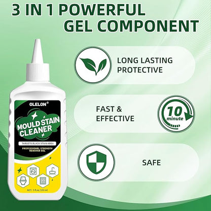 OLELON Mold Stain Remover Gel for Washing Machine Cleaner Front Loader Rubber Grout Cleaner Home Stain Removal Gel for Washer Showers Bathroom and Floor Tile - 300ML