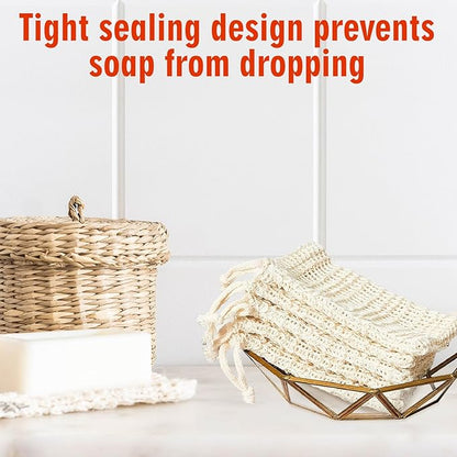 40 Natural Cotton and Linen Soap Bags - Eco-Friendly Reusable Soap Bags for Bath, Shower and Travel, 5.9 x 4.7 Inch, Knot Design