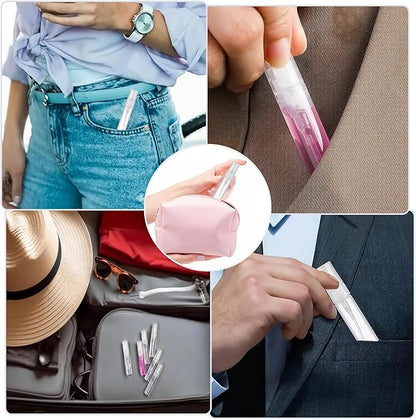 Mini Spray Bottle, 5 Pcs 10ml Perfume Bottle Empty with 3 Pcs Transfer Pipettes, Fine Mist Refillable Perfume Atomizer, Small Empty Sample Containers, Plastic Portable Travel Bottle - Clear