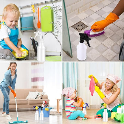 Eccliy 12 Pcs 16 Oz Plastic Spray Bottle, Adjustable Empty Reusable Sprayer for Cleaning, Planting, Water, Bathroom and Kitchen, BBQ, Commercial and Residential (Originial,Colorful)