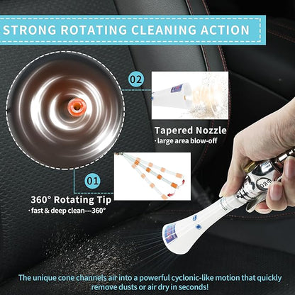 GOCCIDA Tornado mini,Car Cleaning Gun Trumpet Head High Pressure Dryer Blow Gun,Car Cleaning Air Gun Kit,Vortex Air Cleaning Tool for Quickly Blasts Dirt
