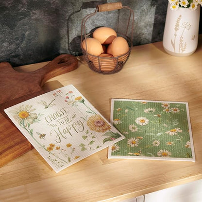 Primitives by Kathy Swedish Cloth Set of 2 - Choose Happy