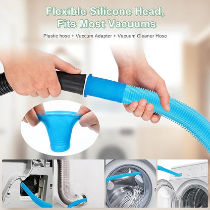 5 Pcs Dryer Vent Cleaner Kit Compatible with Most Vacuum Cleaner, Dryer Lint Brush and Vacuum Hose Attachment with Universal Elastic Connector, Tweezers for Large Debris, Quickly Lint Remover