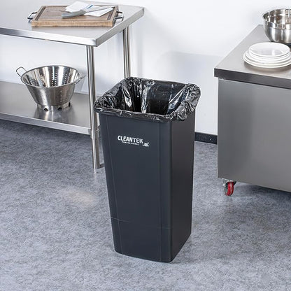 Restaurantware-Clean Tek Professional 23 Gallon Trash Can, 1 Square Waste Basket - Lid Sold Separately, Space Saving, Black Plastic Garbage Bin, Ideal For Home, Office, Restaurant, And More