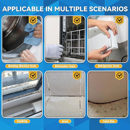 Mold Stain Cleaner, 8 Floz Washing Machine Cleaner Gel with Brush, Household All-Purpose Cleaner Highly Effective in Penetrating for Grout, Fridge, Bathroom, Shower, Front Load Washer