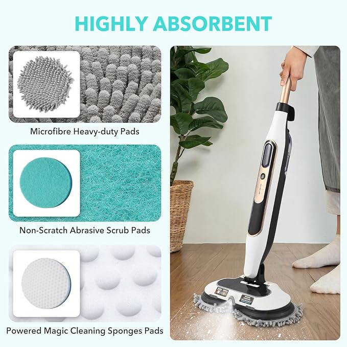 Frescares S7001 Upgraded Steam&Scrub Mop Pads Kit for Shrak,S8201 S8001 S7000 S7201 S7000AMZ S7005 S7020 S7001C All-in-One Hard Floor Steam Mop (2Green2White2Grey)