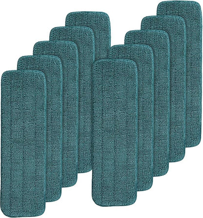 Replacement Mop Pads Fit for Rubbermaid Commercial 18" and 17" Mop - 10 Pack Wet & Dry Commercial Cleaning Reusable Refills Fit for Any Microfiber Flat System 18" and 17" - Green