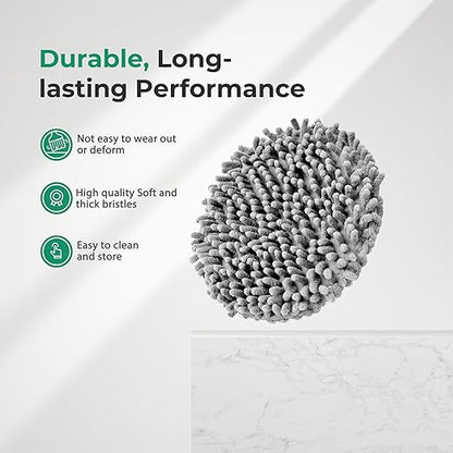 kHelfer Foam Scrubber and Scouring Pad, Microfiber Chenille Replacement Mop Cleaning Brush for Glass, Window, Floor Cleaning