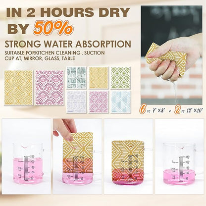 Swedish Kitchen Towel Set Reusable Kitchen Towel Set Absorbent Cellulose Sponge Cloth 8 Pack Set Biodegradable Ideal for Household Kitchen Cleaning