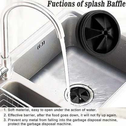 Garbage Disposal Splash Guard, 3 3/8" Upgraded for InSinkErator Evolution Series QCB-AM Sink Baffle Drain Insert, Kitchen Sink Splash Guard Sink Stopper Removable Garbage Disposer (Black 1 pcs)
