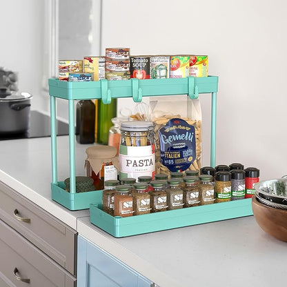 Simple Houseware 3-Tier Slim/Narrow Storage Cart with Handle, 5.5'' Wide x 27.5'' Height Rolling Organizer for Kitchen, Bathroom, Laundry Room - Turquoise