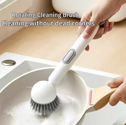 Dish Brush -6-in-1 Dish Brush with Detergent Dispenser - Adjustable Angle & Rotating Scrub Brush for Pots, Pans, Dishes & Utensils | Kitchen Cleaning Brush with Wall Mount for Sink, Stove & Cookware