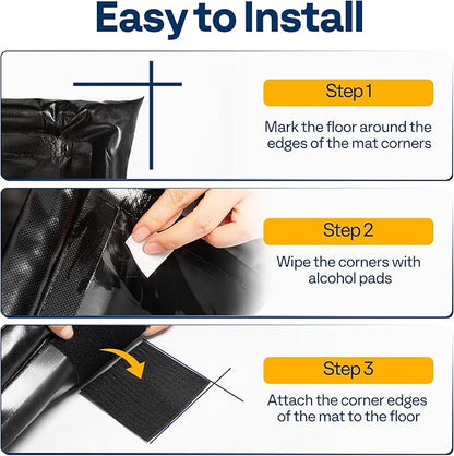 VIVOHOME Containment Mat (7'9" x 16') with Stay Put Corner, PVC Garage Floor Mats, Heavy Duty Garage Parking Mat with a Squeegee,Black