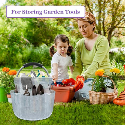 2Pack Portable Cleaning Caddy for Cleaning Supplies, 17L Household Tool Bucket Organizer for Men, Large Cleaning Basket in PVC Resin for Family, Garden, Transparent + Green