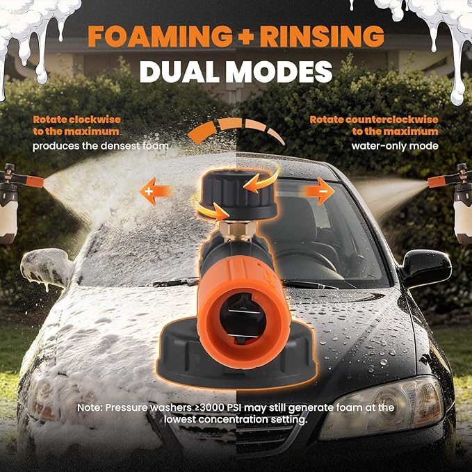 maXpeedingrods Foam Cannon for Pressure Washer, 1300ML Wide Mouth Quick Release Car Wash Foam Gun with Adjustable Soap Cannon & Thick Snow Foam, 1/4'' Quick Connector, with 2 Orifice Nozzle (White)
