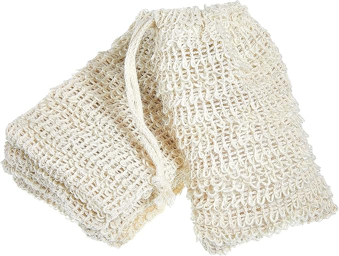 BBTO 5 Pieces Soap Saver Bag Cotton Linen Exfoliating Soap Pouch for Foaming and Drying, Shower, Scrubber(10 x 15 cm,Beige)
