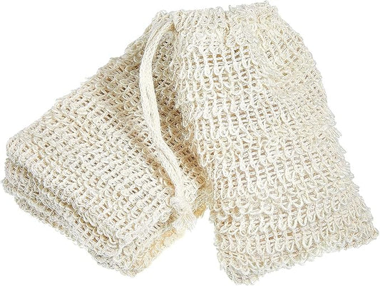 BBTO 5 Pieces Soap Saver Bag Cotton Linen Exfoliating Soap Pouch for Foaming and Drying, Shower, Scrubber(10 x 15 cm,Beige)