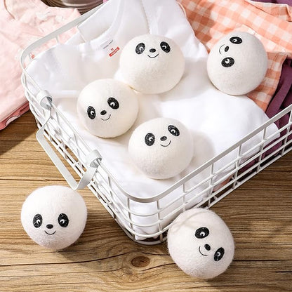 Wool Dryer Balls - Natural Fabric Softener, Reusable, Reduces Clothing Wrinkles and Saves Drying Time. Handmade Fair Trade No Lint Fabric Softener White (Pack of 6)