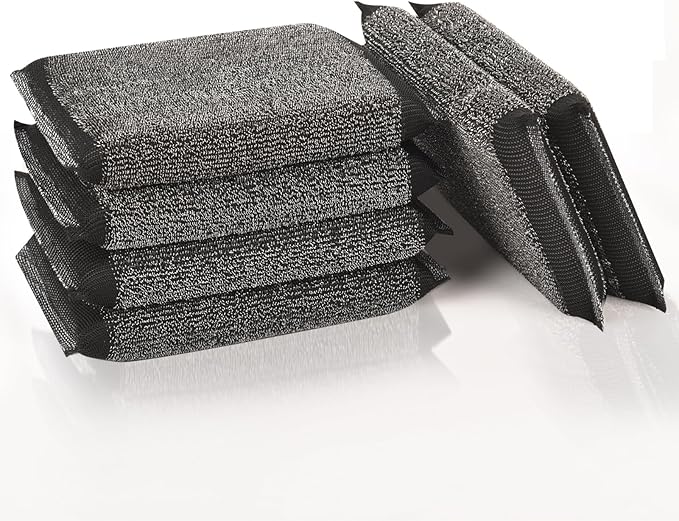 Kitchen Dish Sponges Steel Scrubbers - 6 Pack Black Non Scratch Heavy Duty Scrub Sponges，Reusable Multipurpose Metal Cleans for Washing Dishes，Pots and Pans，Household Cleaning，Bathroom