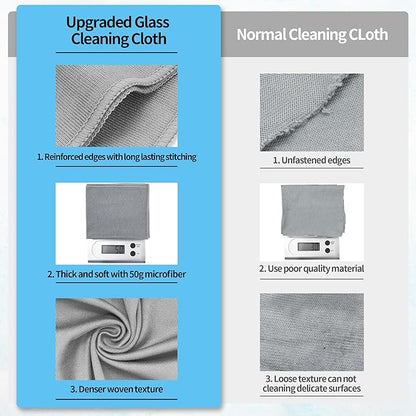 Microfiber Cleaning Cloth, 12 Pack Window Glasses Cleaning Cloth, Reusable Lint-Free Streak Free Polishing Cloth Wipes for Stainless Steel, Eyeglasses, Mirrors, Screens & Lenses,12"*12" Grey