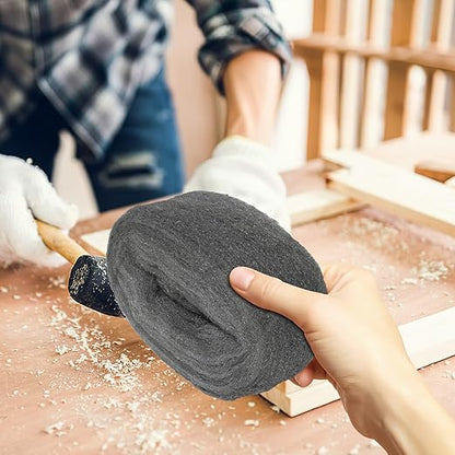 Hemobllo 2 Rolls #0000 Steel Wool Pads for Cleaning and Polishing Wood and Metal Surfaces, Reusable Flexible Wire Mesh for Rust Removal and Tile Buffing