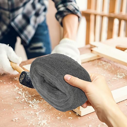 2 Rolls #0000 Steel Wool Pads, Fine Coarse Wire Wool Fabric for Rust Removal, Polishing, and Cleaning Wood Metal Surfaces, Flexible Steel Mesh for Industrial and Household Use