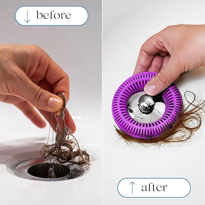 TUB RING The Ultimate Tub Drain Protector Hair Catcher/Strainer/Snare, Regular - Purple