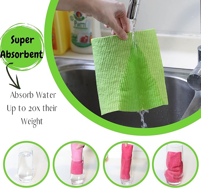 Mr. Pen Dish Cloths, 6 pcs, Reusable Paper Towels, Absorbent Kitchen Towels, Dishcloths for Kitchen, Cellulose and Cotton