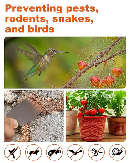 MUZIK Copper Mesh Roll, 5" x 100 ft Pure Copper Wire Mesh, Heavy Duty Rodent & Snake Proof, Rustproof, Easy Cut for Vents, Garden, Weep Holes