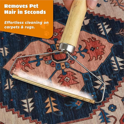 Pet Hair Remover – Multi Fabric Edge Carpet Rake Scraper with Rust-Resistant Copper Blade – Cat and Dog Hair Remover for Couch, Rugs, Car & Furniture (1 Pack)