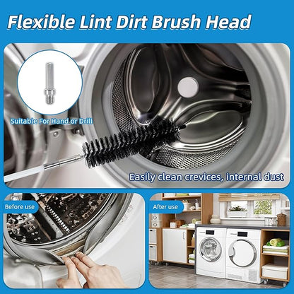 15 Feet Dryer Vent Cleaning Brush Kit, Multi-Scene Durability Chimney Brush with Flexible Nylon Rod, Multi-Purpose lint Cleaning Brush for Drill,Chimneys, fireplaces, Ventilation ducts