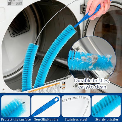 Dryer Vent Cleaner Kit,4 Pieces Dryer Lint Cleaner Vacuum Attachment & Brush Tool–Dryer Vent Cleaning Kit for Front Load,Dryer Lint Trap Cleaner with Hose,Dryer Vent Cleaner for Lint Removal (Blue)