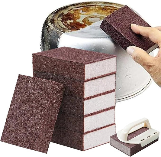 Magic Nano Carbide Cleaning Sponge, Emery Scrubber Brush for Rust Cleaning, Heavy Duty Carborundum Nanosponge for Pots, Pans, Tire, Bathroom, Kitchen & Outdoor (5Pcs)