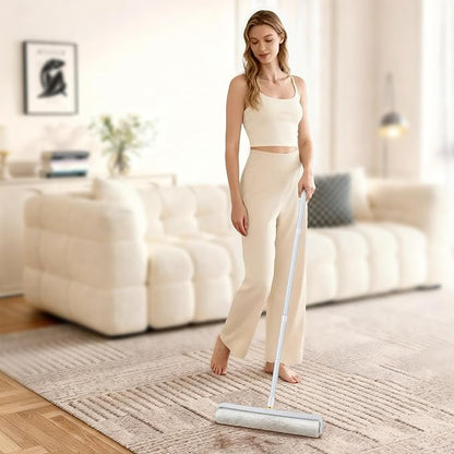 14.17" Extra-Wide Lint Roller Kit with 2 Refills & Dust Cover | Reusable Pet Hair Remover for Furniture, Car, Clothes | Extendable Handle (100 Sheets/Roll，Total 200 Sheets)