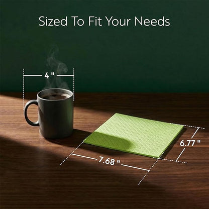 Restaurantware Swedish Dishcloths Pack of 10 Cellulose Reusable Absorbent Green Kitchen Towels, Washable Quick-Dry Dish Towels, Sustainable Cleaning Cloths Super-Absorbent Biodegradable Odorless