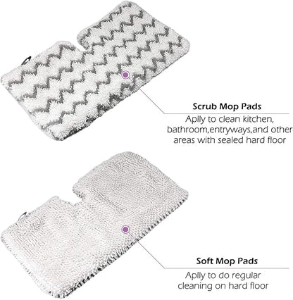 F Flammi 8-Pack Replacement Pads for Shark Steam Pocket Mop S3501 S3601 S3550 S3901 SE450 S3801, Dual-Action Microfiber & Scrubbing Refills for Hardwood Tile Floor Deep Cleaning, Washable & Reusable
