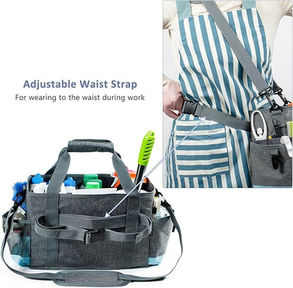 Large Cleaning Caddy for Cleaning Suppliers Organizer,15" Storage Organizer for House Clean Essential, Wearable Cleaing Bag, Storage Caddy for Housekeeping