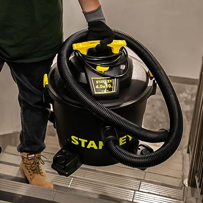 STANLEY Wet/Dry Vacuum SL18191P, 10 Gallon 4 Horsepower 16 FT Clean Range Shop, Ideal for Home/Garage/Laundry Rooms with Attachments, Strong Suction Large Capacity Multiple Accessories