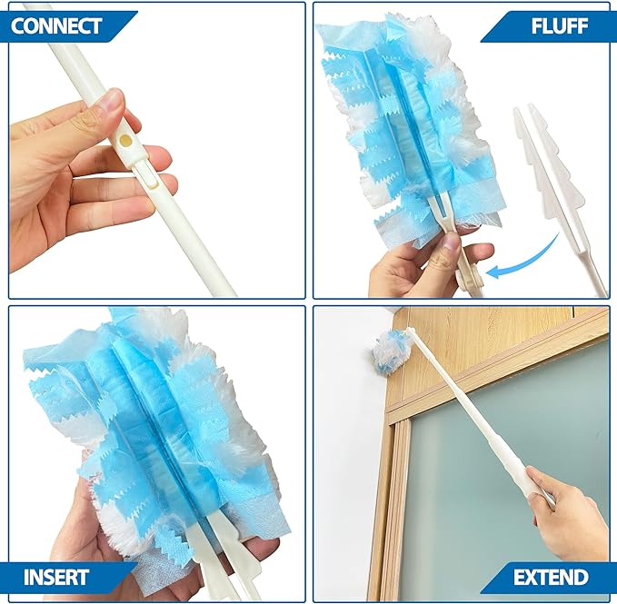 KEUYE Replacement Handles Compatible with Swiffer Duster Refill, Extended Handle, Adjustable Length Handles only (2pcs)