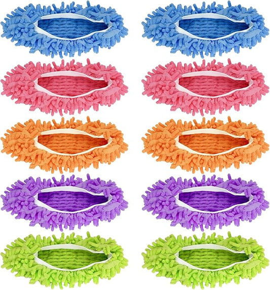 5 Pairs Large Mop Slippers for Floor Cleaning Supplies 10 PCS Washable Microfiber Mop Socks Reusable Mopping Slippers
