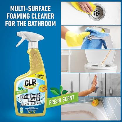 CLR Brilliant Bath Foaming Bathroom Cleaner Spray - For Use On Toilet, Bath, Shower, Sink, Glass, Stainless Steel - Fresh Scent, 26 Fl Ounce Bottle (Pack of 4)