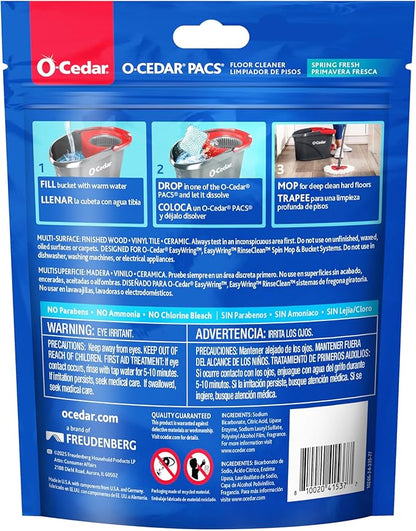 O-Cedar PACS Hard Floor Cleaner, Spring Fresh Scent 24 Count (1-Pack) | Made with Naturally-Derived Ingredients | Safe to Use on All Hard Floors | Perfect for Mop Buckets