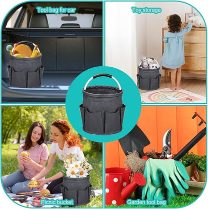 Cleaning Caddy for Cleaning Supplies,17L Cleaning Supply Caddy with Handle Foldable Cleaning Supplies Organizer Bucket Cleaning Products Organizers for Home, Garden (Gray)