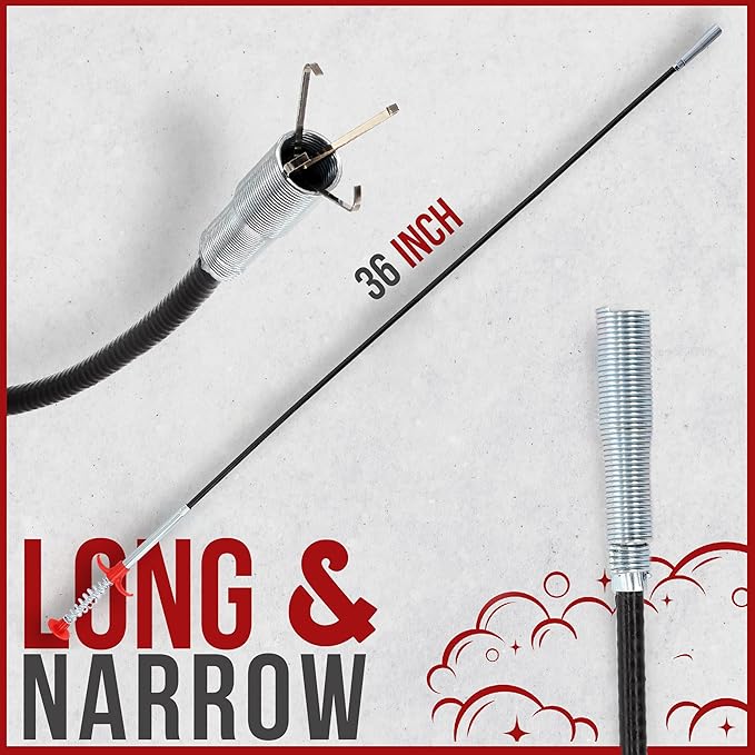 36" Snake Drain Clog Remover - Used as Hair Clog Remover for Sink, Shower, and Bathtub - Dryer Vent Cleaner, and as a Flexible Grabber Tool for Hard to Reach Places (3 Pack) - By RAM-PRO